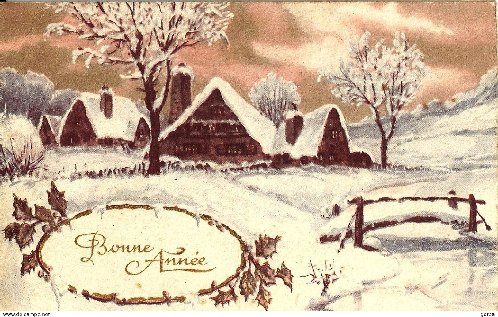 *CPM Double - Bonne  Année - Paysage Enneigé - Nouvel An