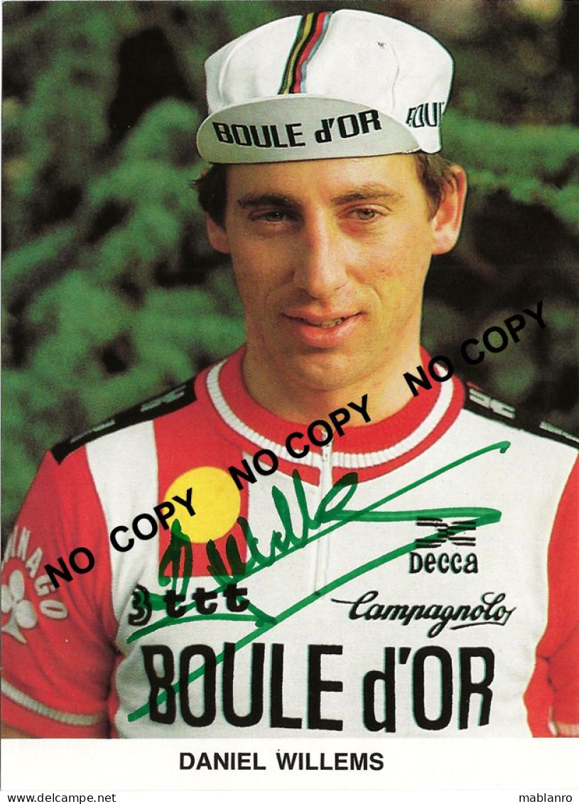 CARTE CYCLISME DANIEL WILLEMS SIGNEE TEAM BOULE D'OR 1983 - Cyclisme