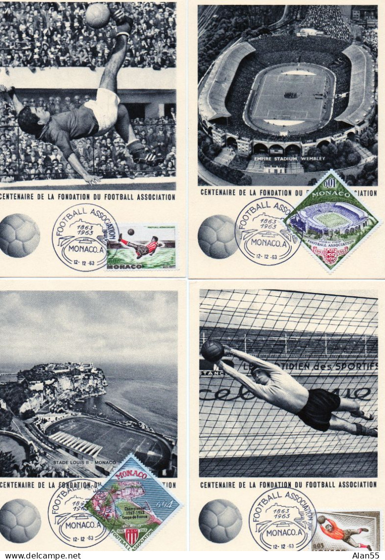 MONACO.1963. RARE SERIE DE 12  CARTES "MAXIMUM" "CENTENAIRE DU FOOTBALL". - Cartas Máxima