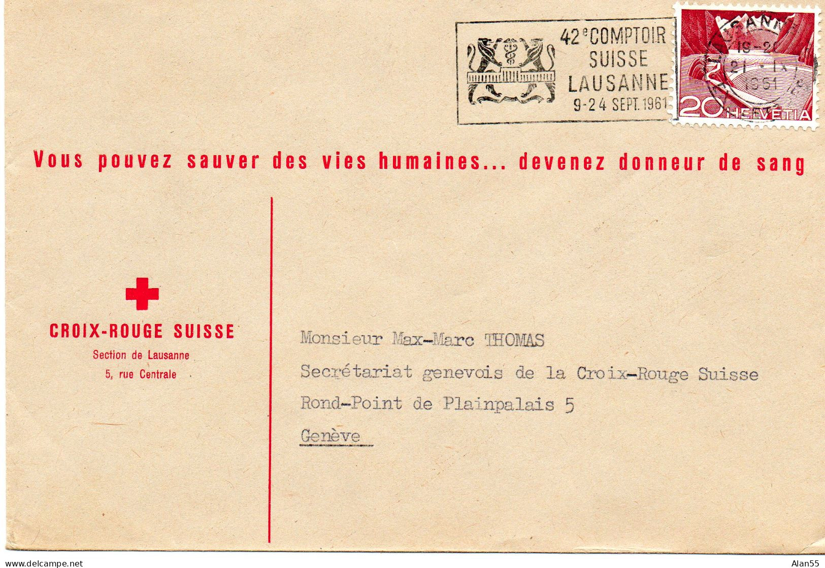 SUISSE.1951.  "42e COMPTOIR SUISSE LAUSANNE…". CROIX-ROUGE SUISSE - Fabriken Und Industrien