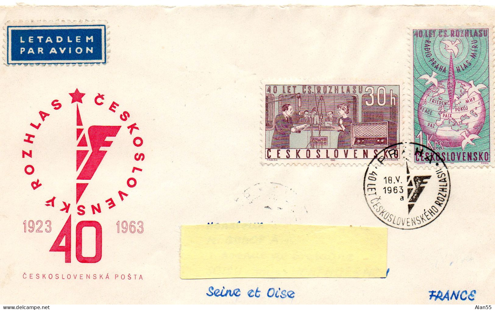 TCHECOSLOVAQUIE.1963.   THEME : RADIO...FDC Pour La France - Telecom