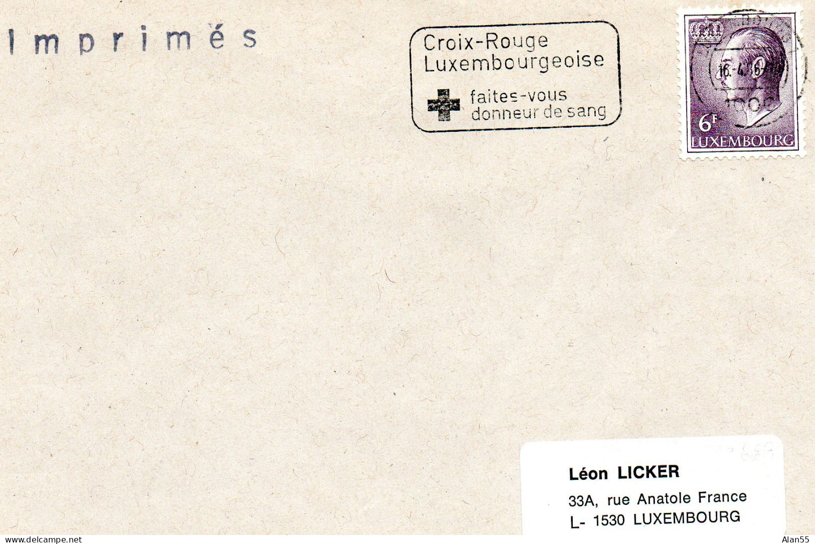 LUXEMBOURG.1966.  "DON DU SANG".CROIX-ROUGE LUXEMBOURGEOISE. - Secourisme