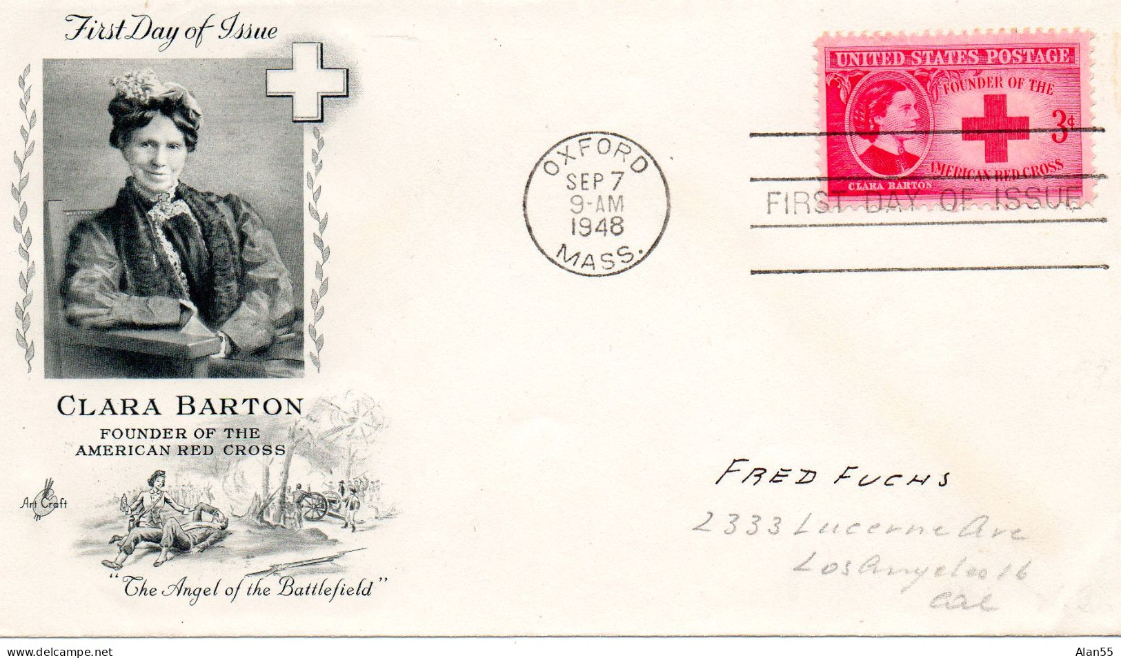 ETATS-UNIS.1948.   "CROIX-ROUGE- CLARA BARTON". LETTRE AYANT VOYAGE - Croce Rossa