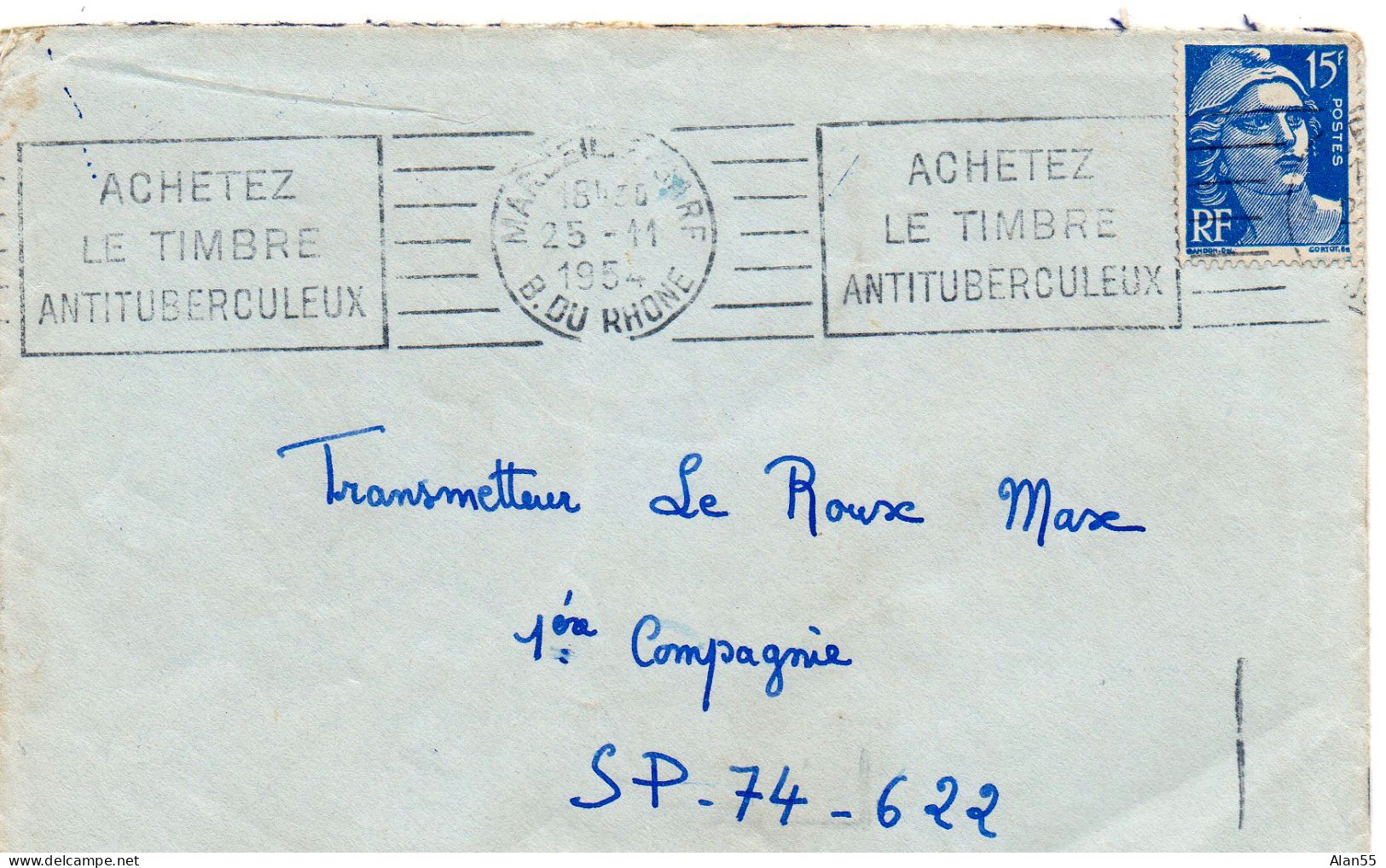 FRANCE.1954.OMEC "...ANTITUBERCULEUX". "POSTE AUX ARMEES- INDIC. SP.INTERDITE..." - Malattie