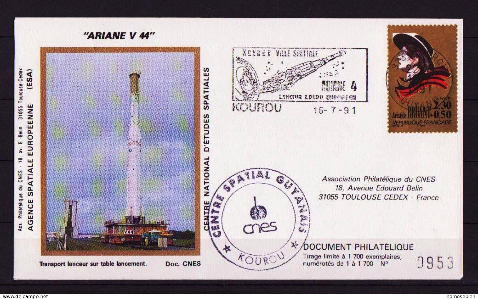 Espace 1991 07 17 - CNES - Ariane V44 - Pochette Complète - Europe