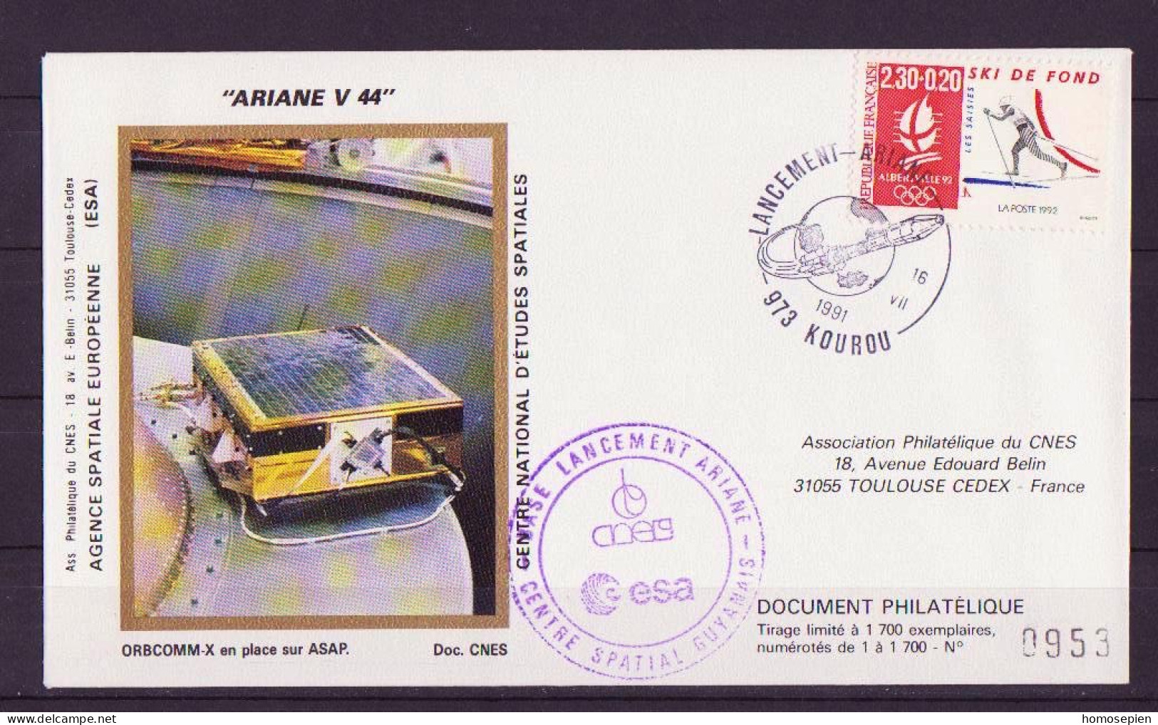 Espace 1991 07 17 - CNES - Ariane V44 - Pochette Complète - Europe