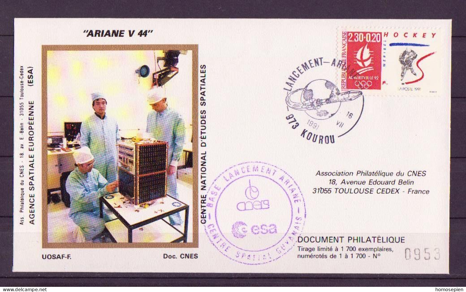 Espace 1991 07 17 - CNES - Ariane V44 - pochette complète