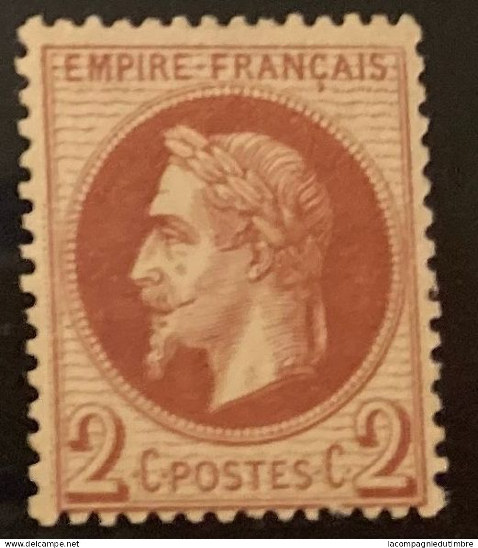 France YT N° 26 Neuf *. TB Signé Brun - 1863-1870 Napoléon III Lauré