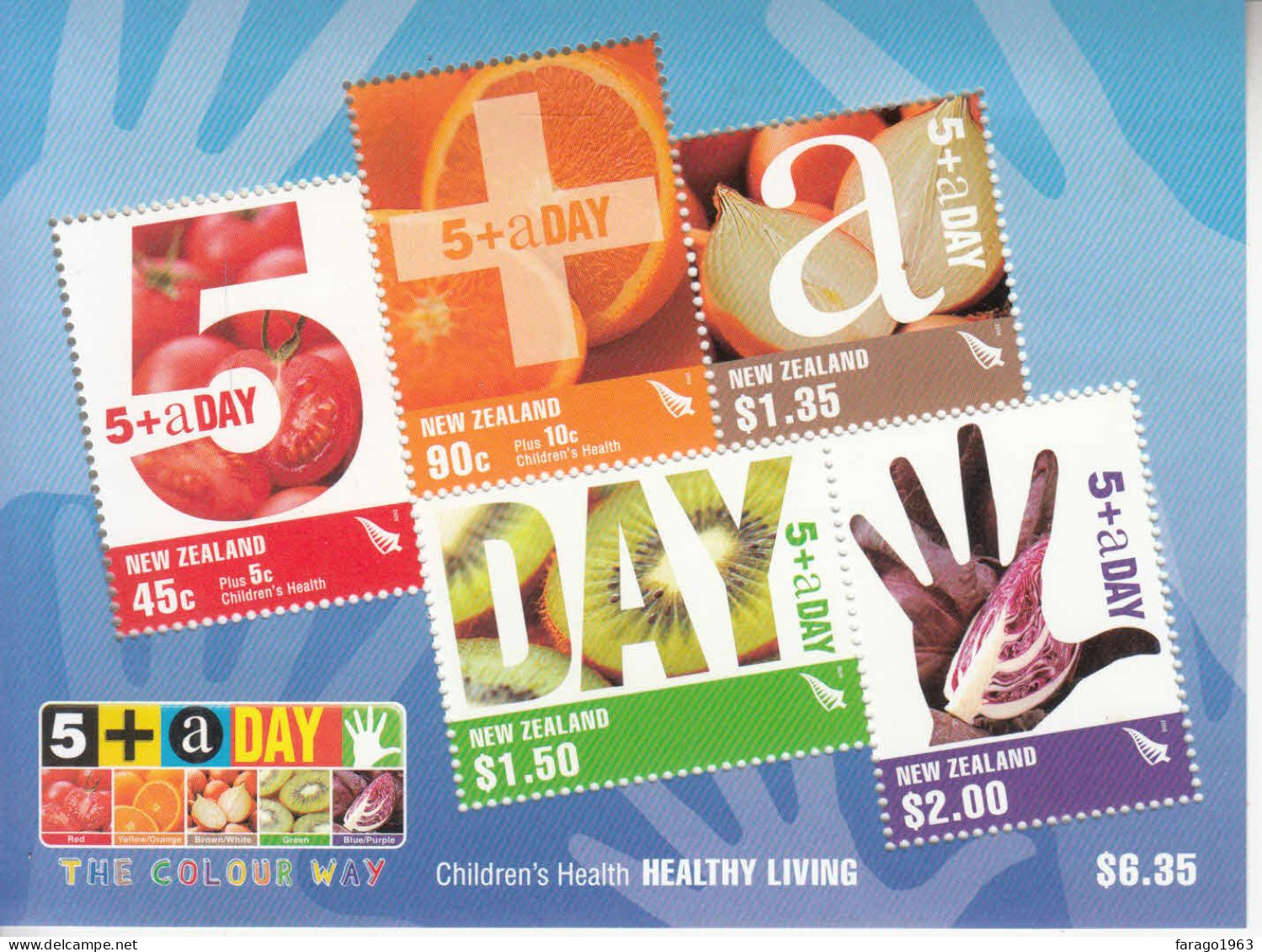 2006 New Zealand 5+ A Day Nutrition Health Souvenir Sheet MNH @BELOW FACE VALUE - Nuovi