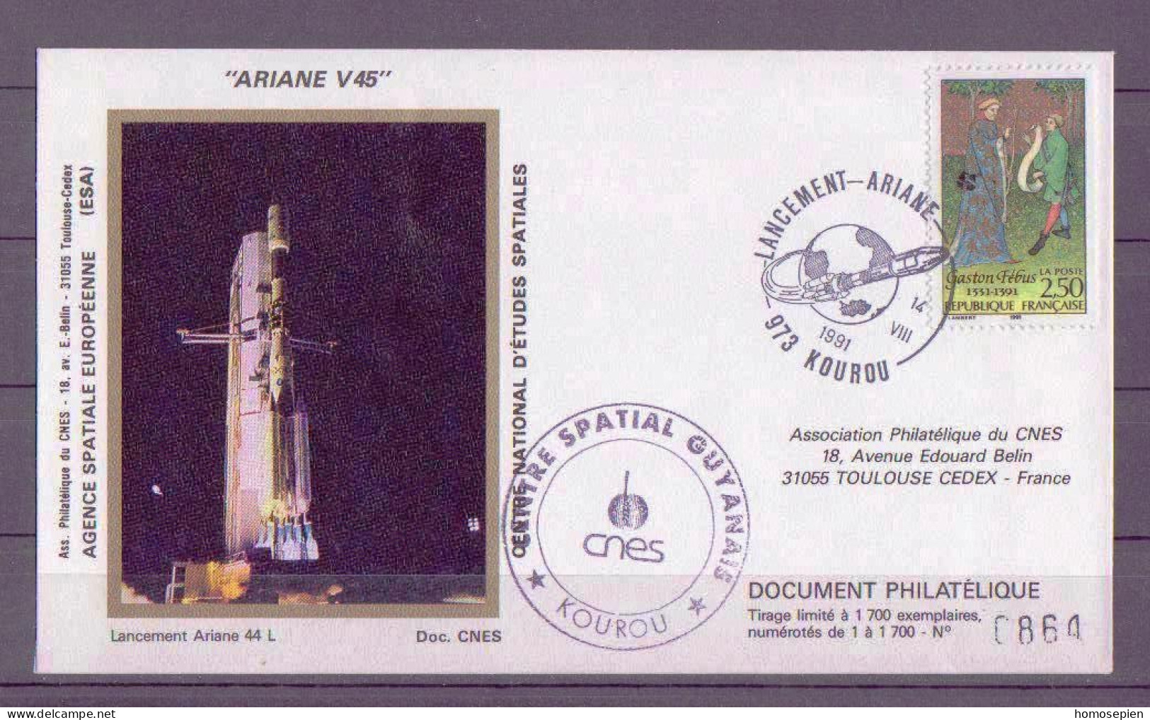 Espace 1991 08 15 - CNES - Ariane V45 - Pochette Complète - Europa