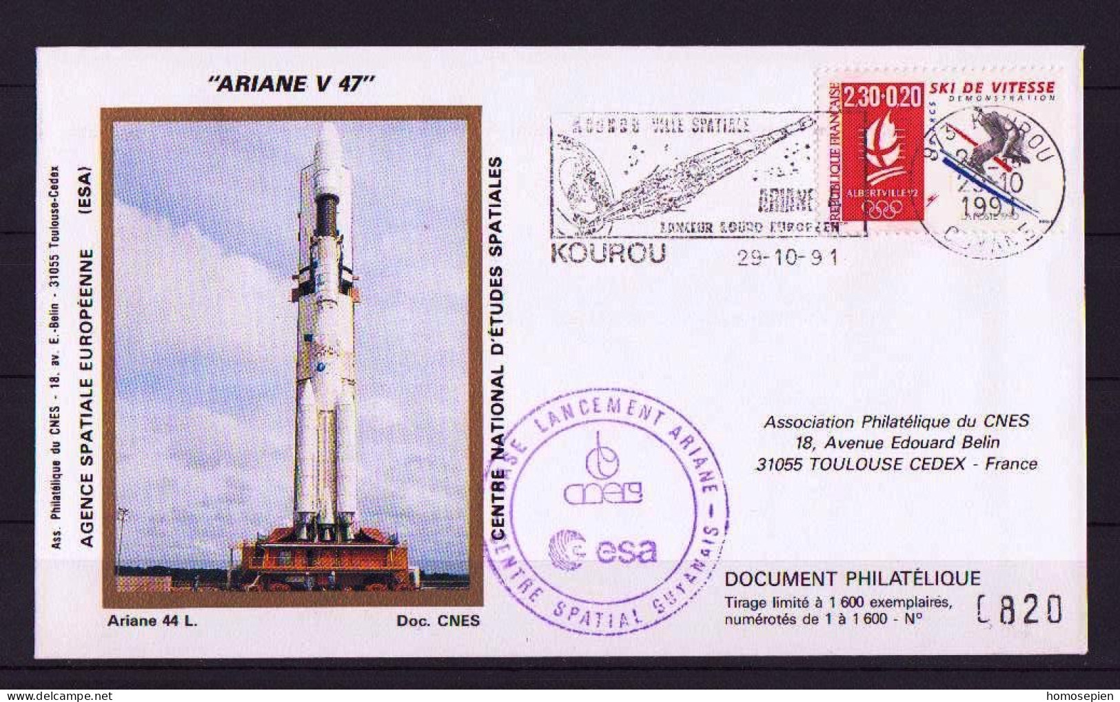 Espace 1991 10 30 - CNES - Ariane V47 - Pochette Complète - Europe