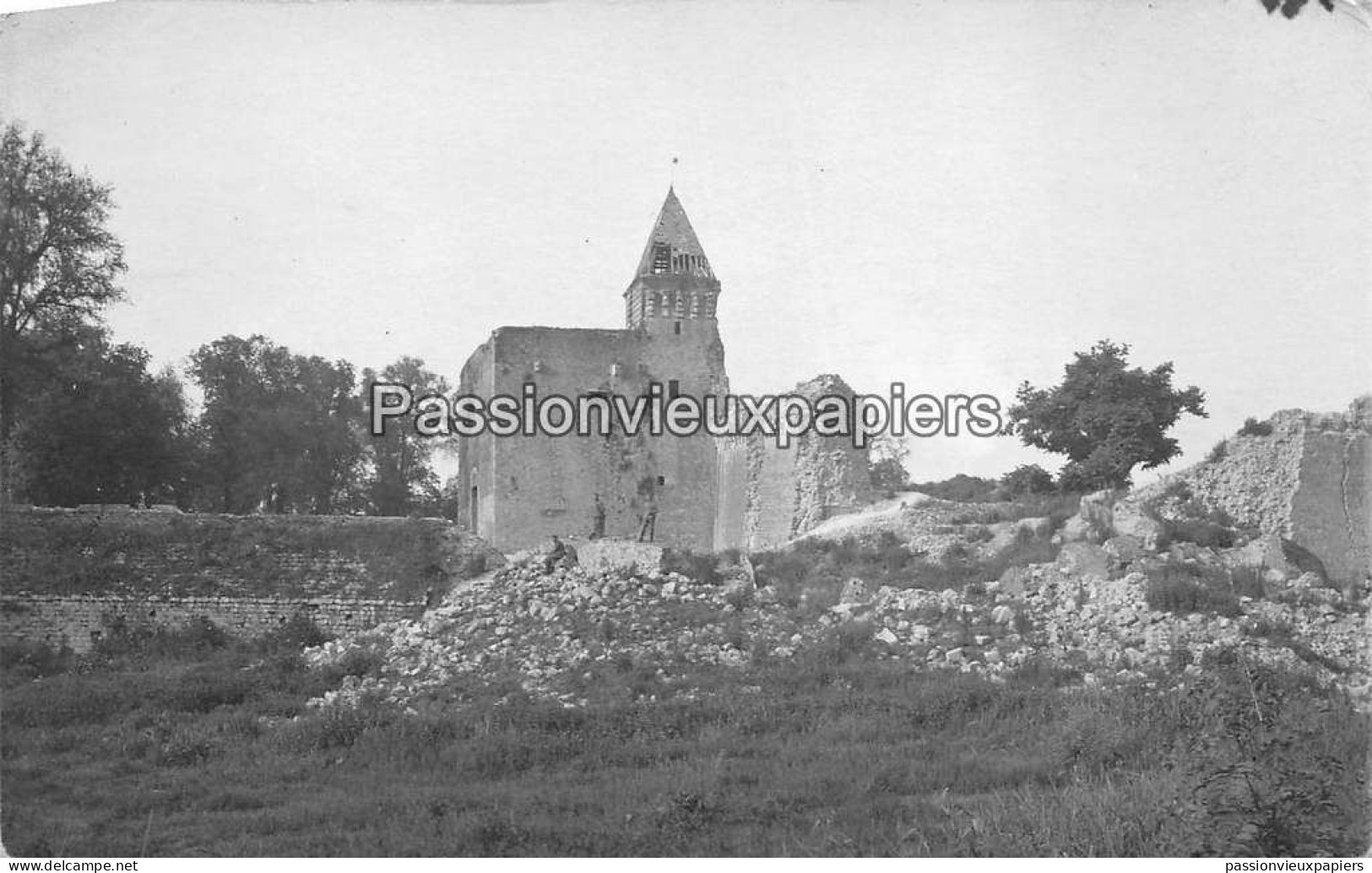 CARTE PHOTO ALLEMANDE HAM 1918 RUINES DU FORT - Ham