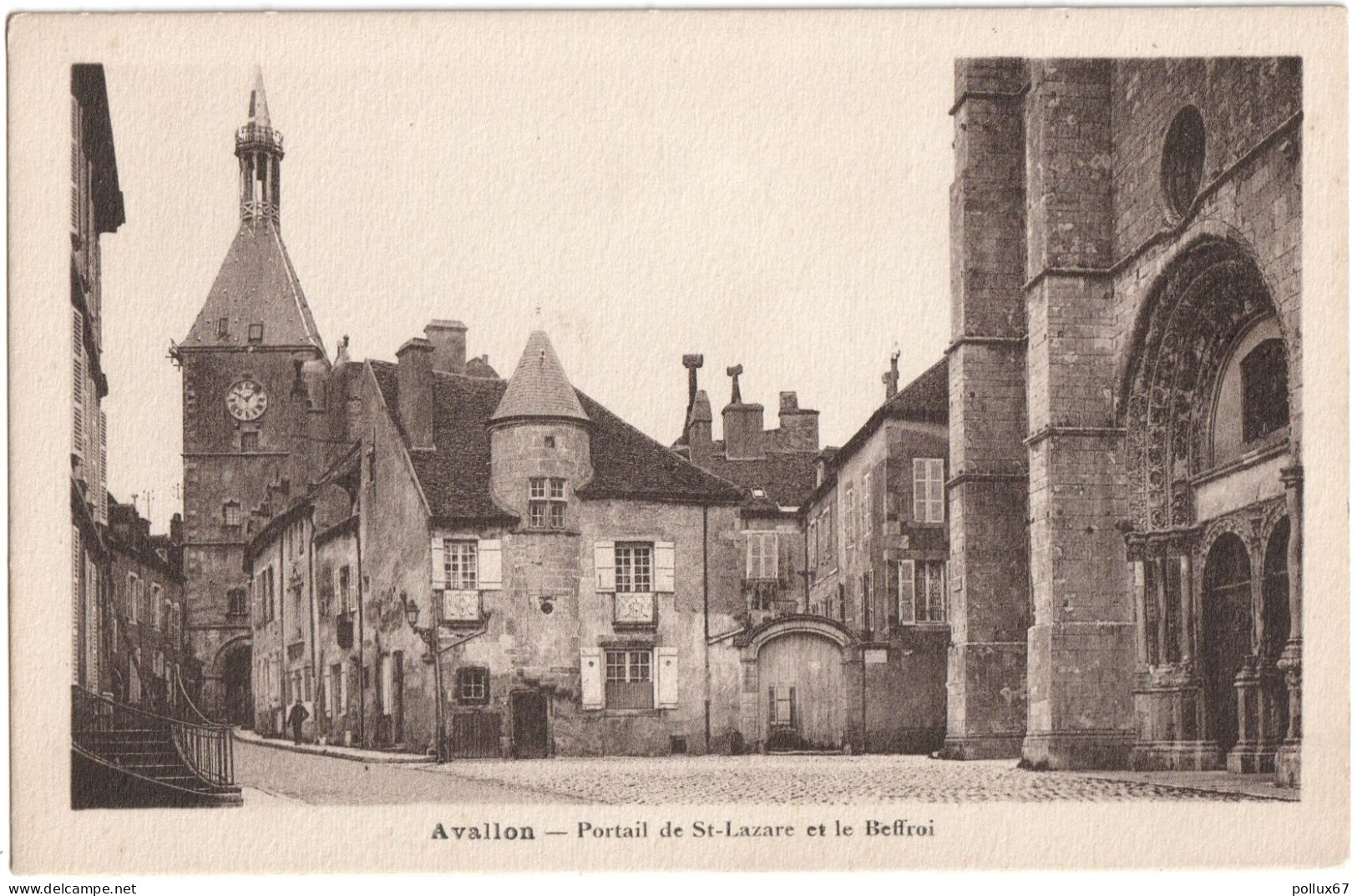 CPA DE AVALLON  (YONNE)  PORTAIL DE SAINT-LAZARE ET LE BEFFROI - Avallon