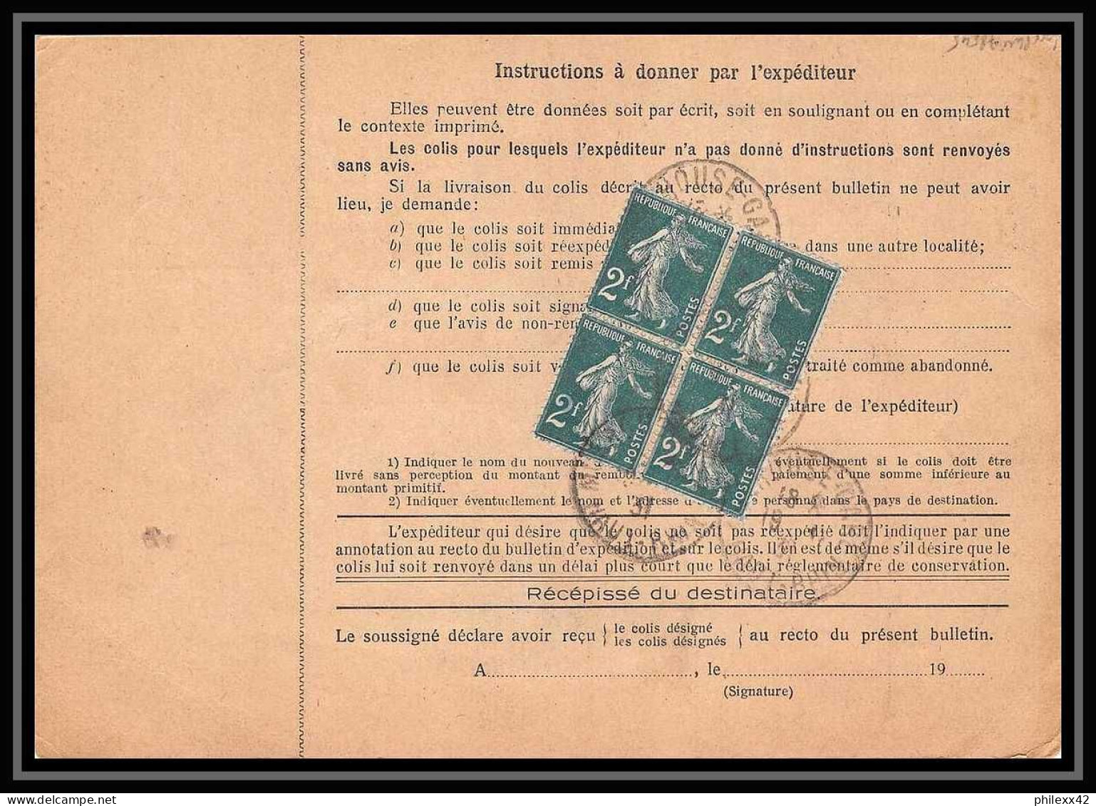 25325/ Bulletin D'expédition France Colis Postaux Fiscal Rhin Mulhouse 2 1931 Pour Verdun Igney Avricourt N°239 BLOC 4 - Brieven & Documenten