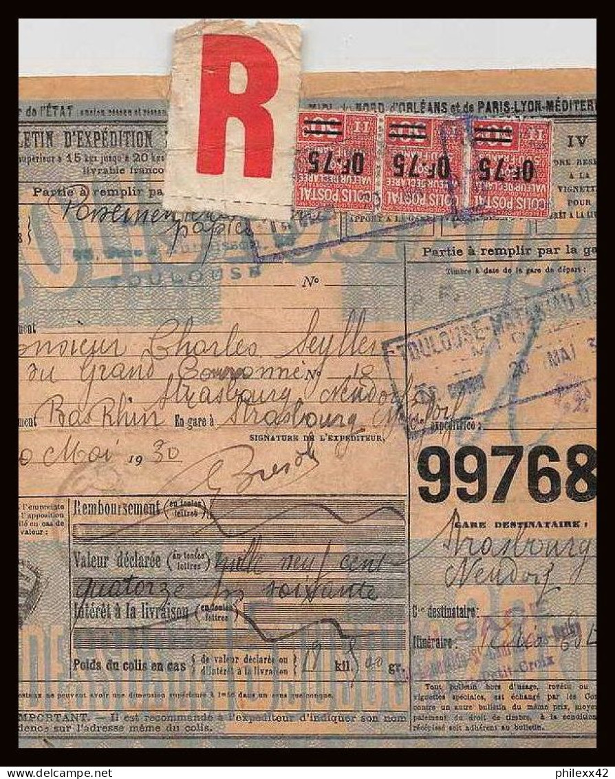 25311/ Bulletin D'expédition France Colis Postaux Toulouse Montauban 1930 N°91 X 3  - Lettres & Documents