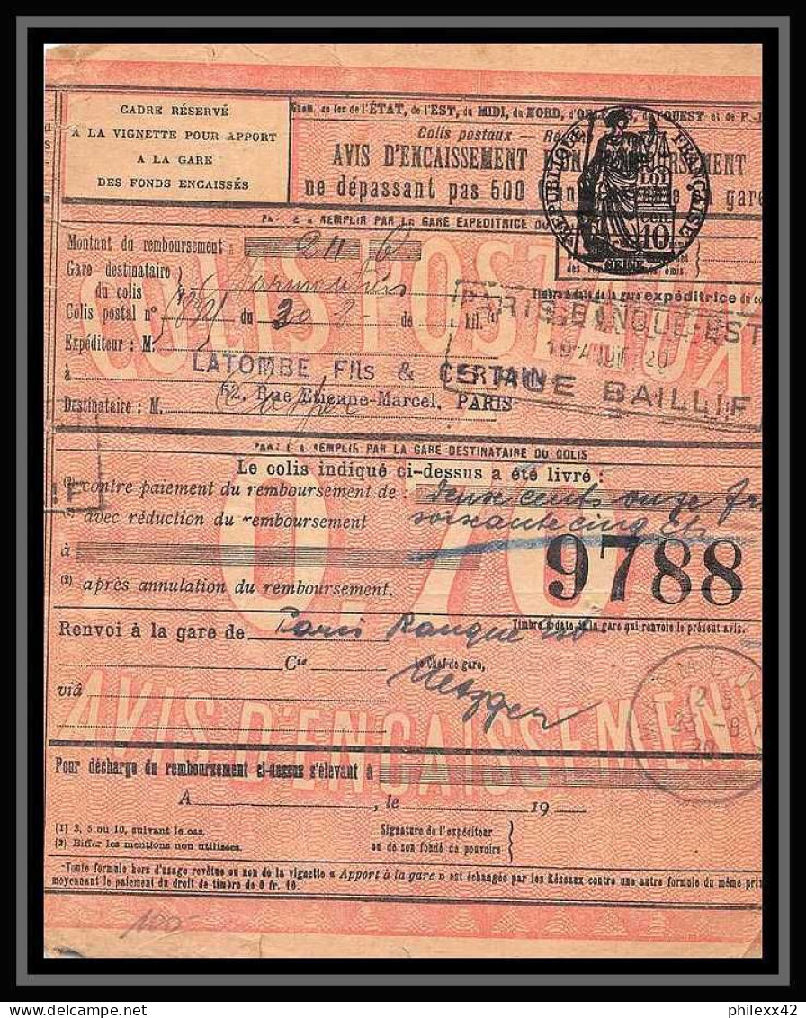 25303/ Bulletin D'expédition France Colis Postaux Bas Rhin Marmoutier 1920 N° 24 BLOC 4 Non Dentelé (imperforate) - Storia Postale