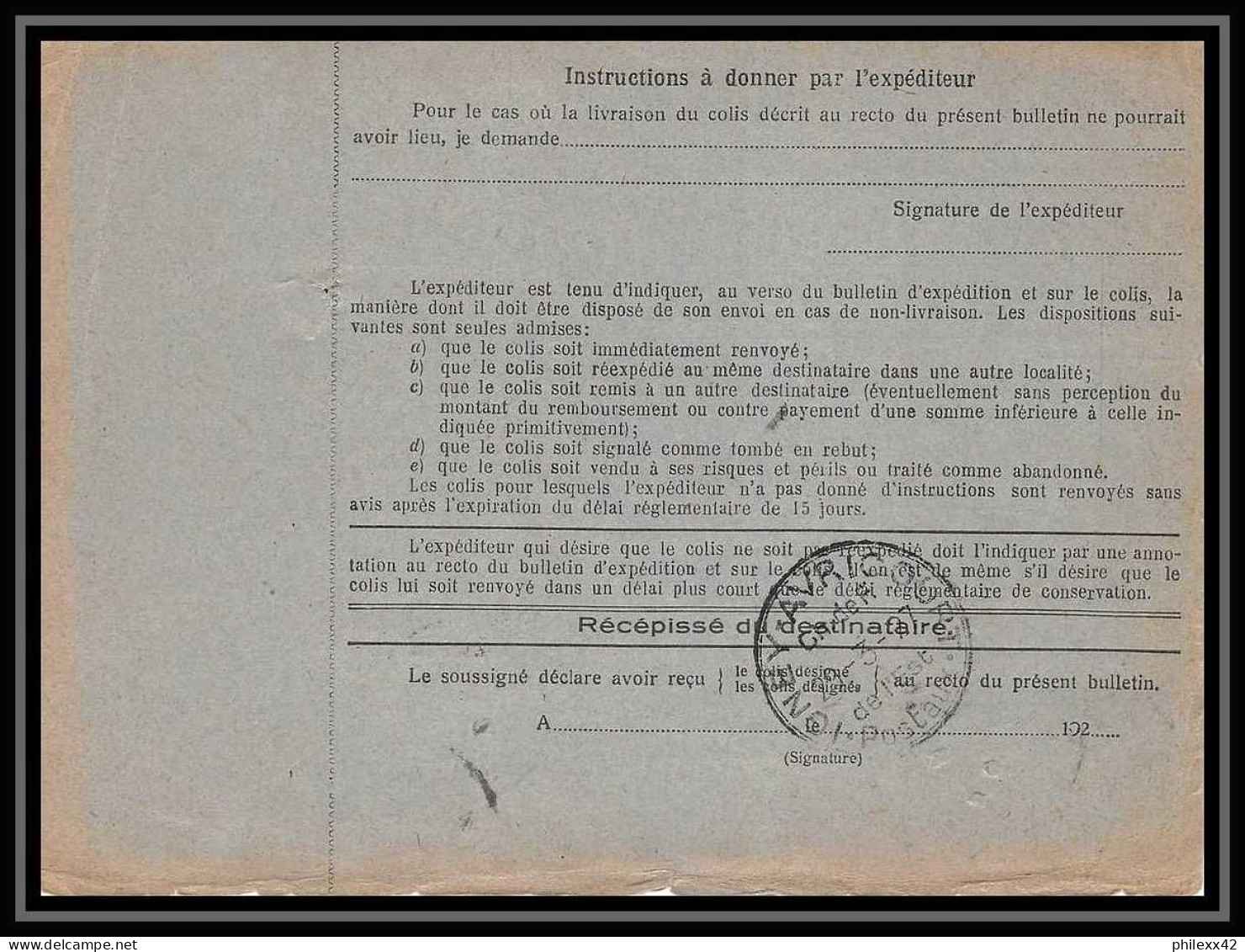 25220/ Bulletin D'expédition France Colis Postaux Fiscal Bas-Rhin Strasbourg Neudorf 1927 Gare Merson N°206 - Cartas & Documentos