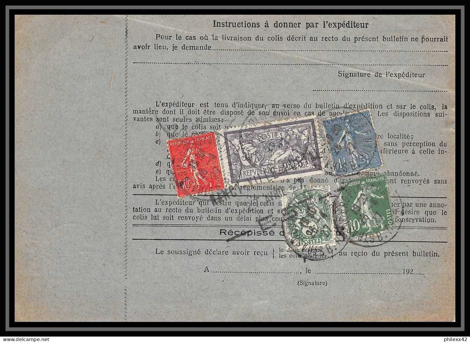 25201/ Bulletin D'expédition France Colis Postaux Fiscal Bas-Rhin 1927 Strasbourg Pour Saint Florent Cher Merson N°206 - Brieven & Documenten