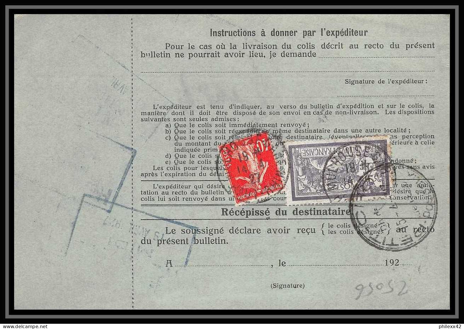 25056 Bulletin D'expédition France Colis Postaux Fiscal Haut Rhin - 1927 Mulhouse Merson 206 Alsace-Lorraine  - Briefe U. Dokumente