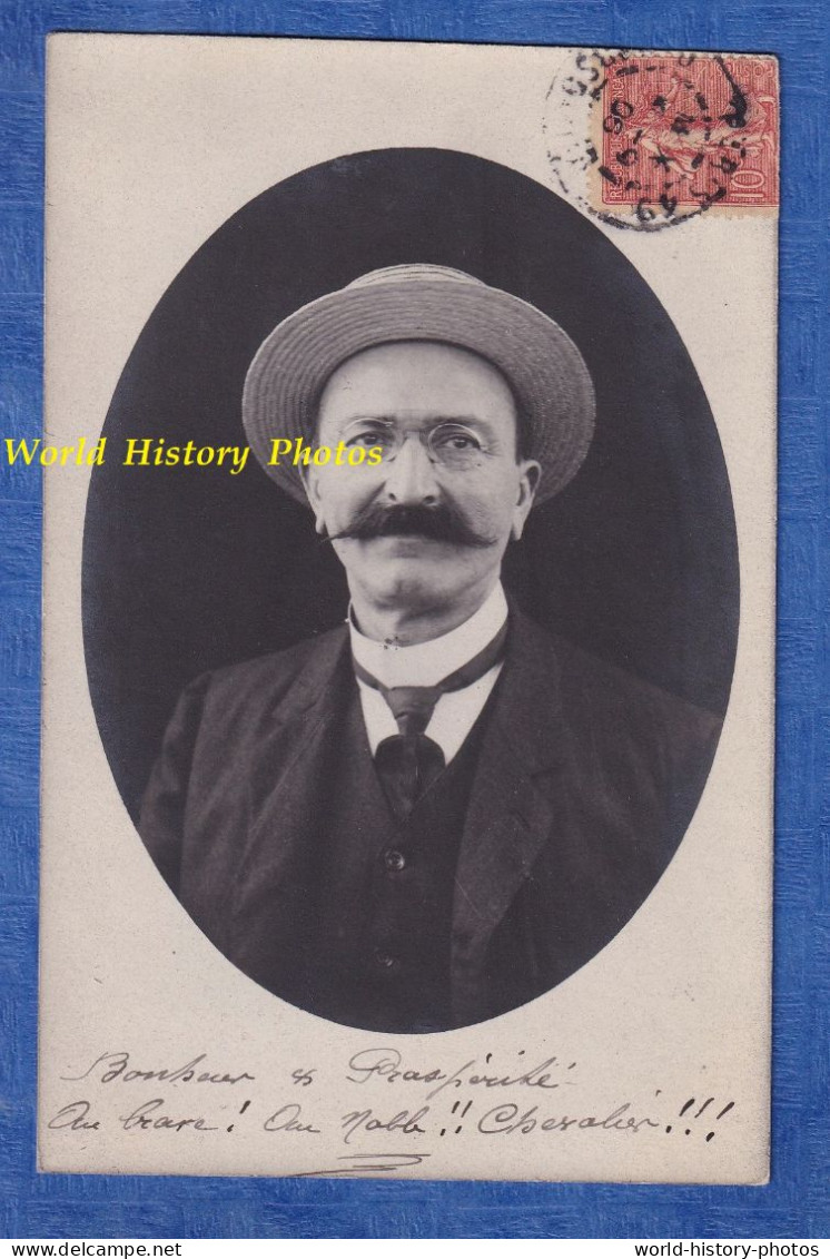 CPA Photo - Beau Portrait & Signature D' Un Homme à Identifier - L. DAUNAY ? - 1906 - Chapeau Moustache Costume Lunettes - A Identifier