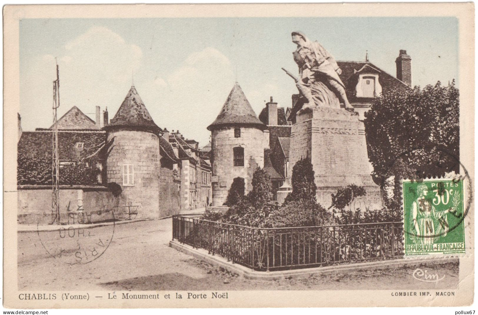 CPA DE CHABLIS  (YONNE)   LE MONUMENT ET LA PORTE NOËL - Chablis