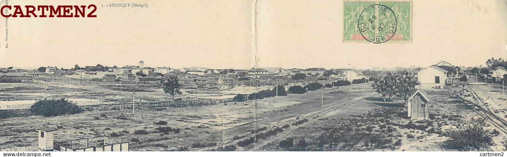 PANORAMA DOUBLE RUFISQUE SENGAL GARE CARTE DOUBLE VERNERET AFRIQUE 1907 - Sénégal