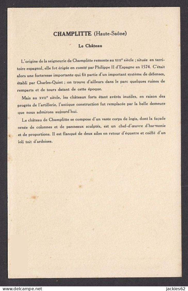 129236/ Château De CHAMPLITTE, Collection De La Solution Pautauberge, 8e. Série - Géographie