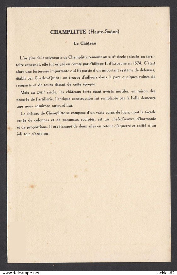 129236/ Château De CHAMPLITTE, Collection De La Solution Pautauberge, 8e. Série - Geographie