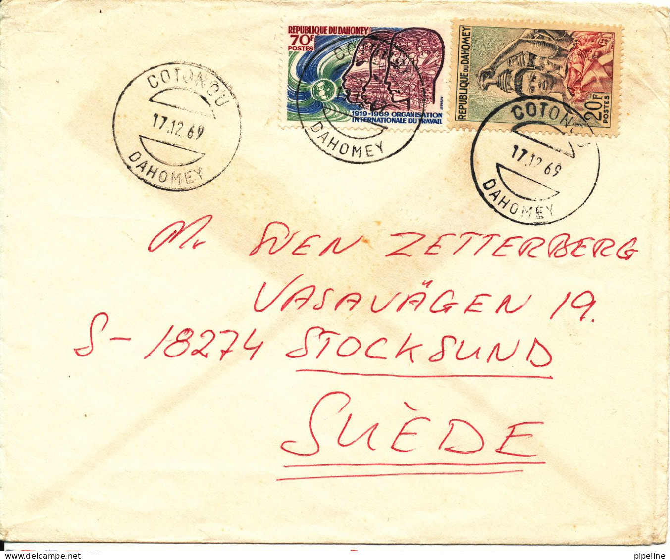 Dahomey Cover Sent To Sweden 17-12-1969 - Bénin – Dahomey (1960-...)