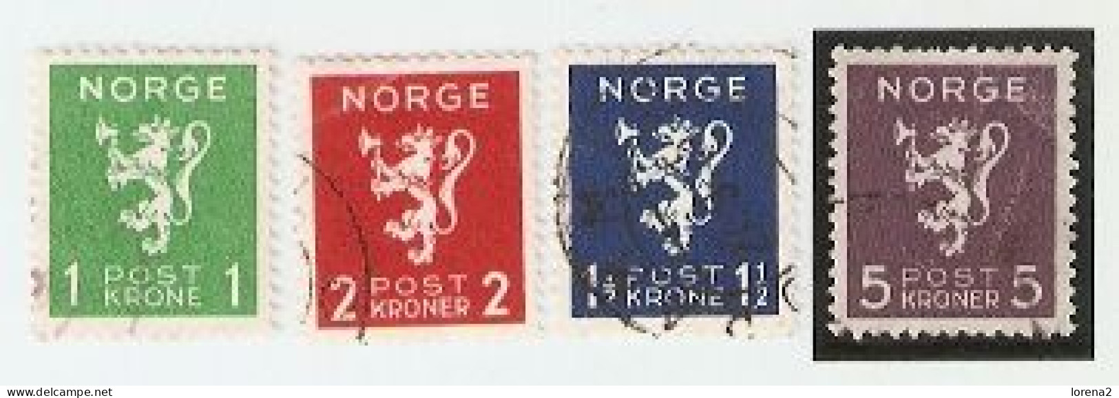 Sellos Usados Noruega. Yvert 203/6. Serie Básica. Noruega203-2066 - Andere & Zonder Classificatie