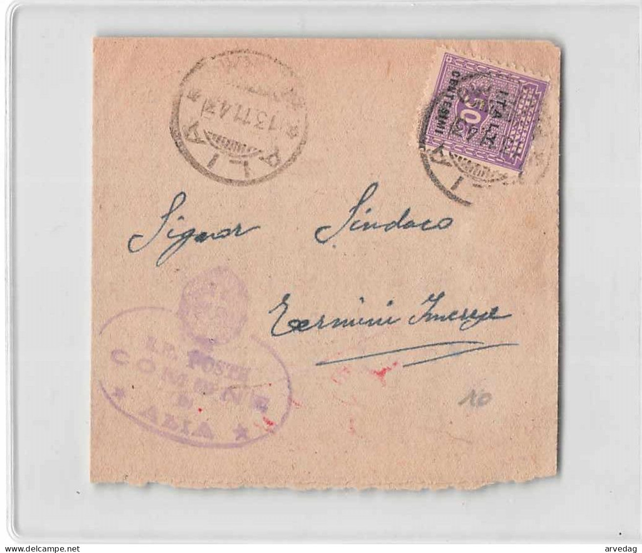 16445 01 ALLIED MILITARY POSTAGE STAMP - ALIA TO TERMINI IMERESE - Occ. Anglo-américaine: Sicile