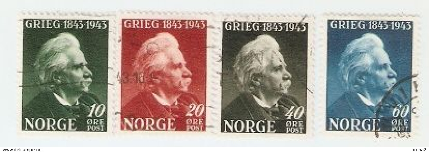 Sellos Usados Noruega. Yvert 249-252. Grieg 1845-1943. Noruega249-252 - Other & Unclassified