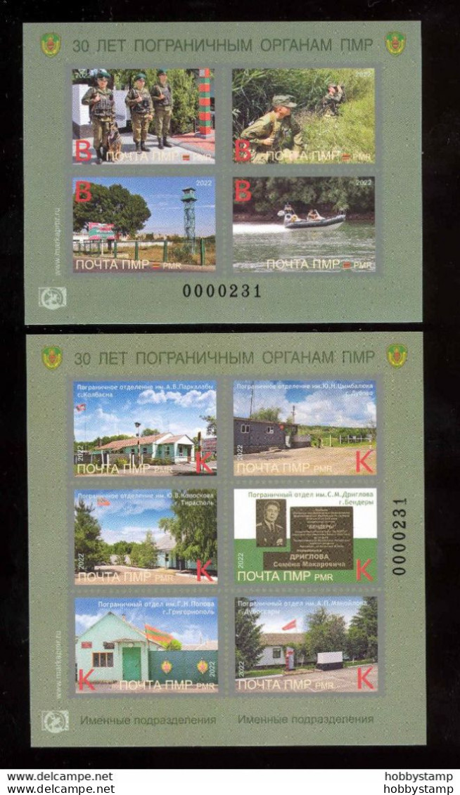 Label Transnistria 2022 30 Years Of The Border Forces Of The Ministry Of State Security Of The PMR 2Sheetlets**MNH - Fantasie Vignetten