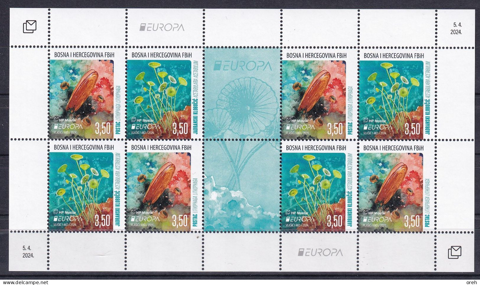 BOSNIA AND HERZEGOVINA  2024,POST MOSTAR,EUROPA CEPT,UNDERSEA WORLD,WIGNETTE ,SHEET,,MNH - Bosnia Erzegovina