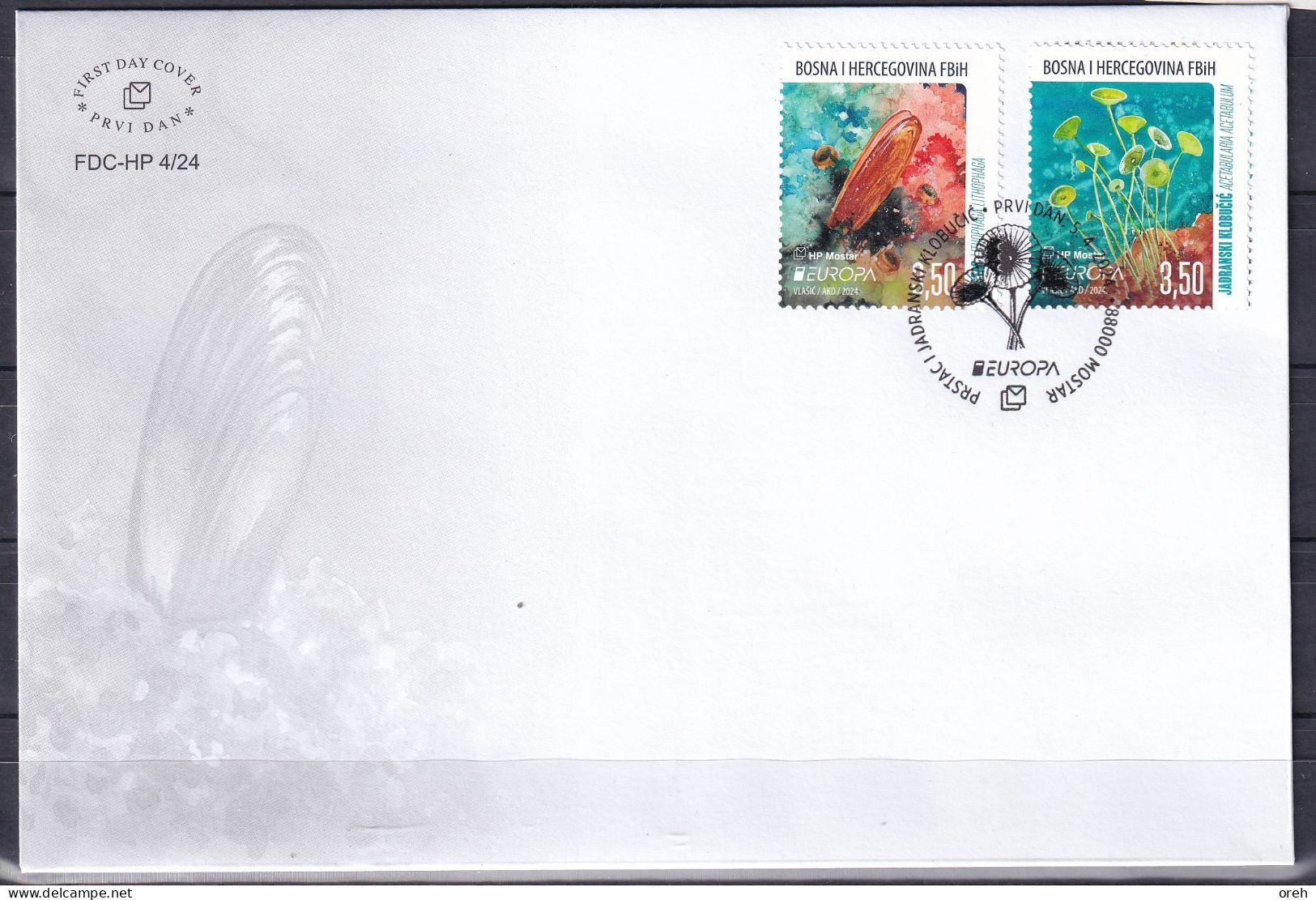 BOSNIA AND HERZEGOVINA  2024,POST MOSTAR,EUROPA CEPT,UNDERSEA WORLD,FDC - Bosnie-Herzegovine