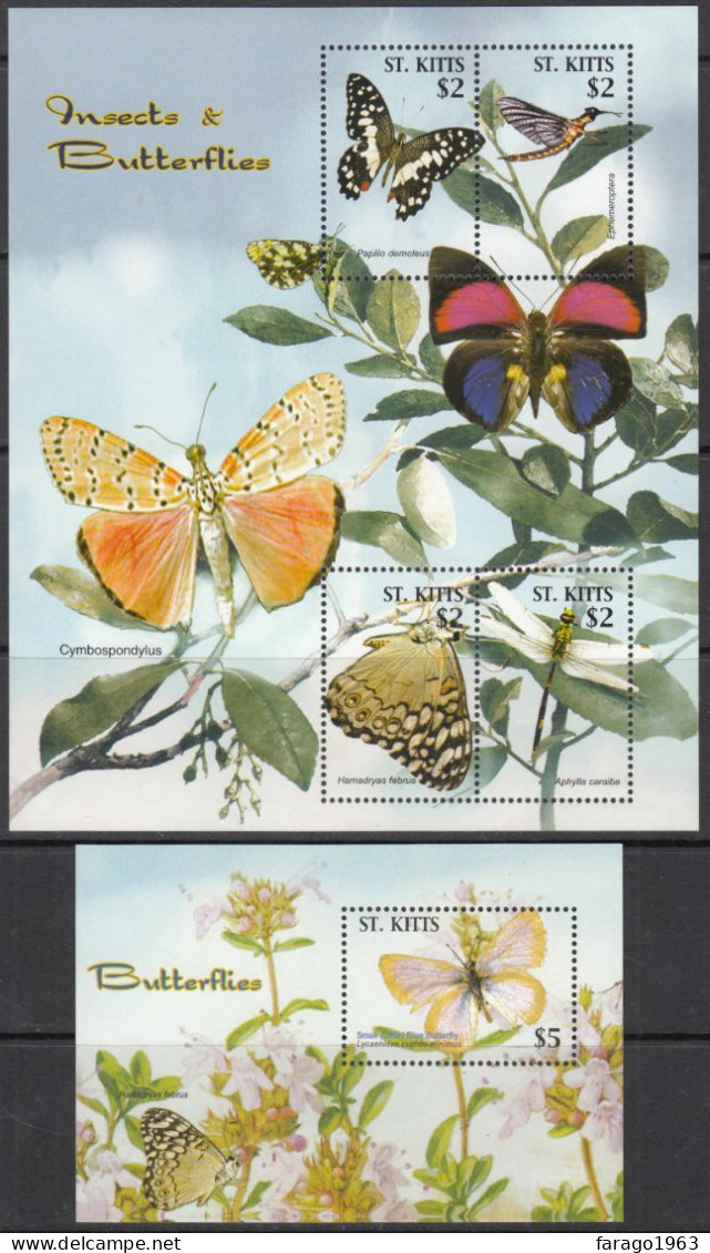 2005 St. Kitts Insects And Butterflies Complete Set Of 2 Sheets MNH - St.Kitts Und Nevis ( 1983-...)
