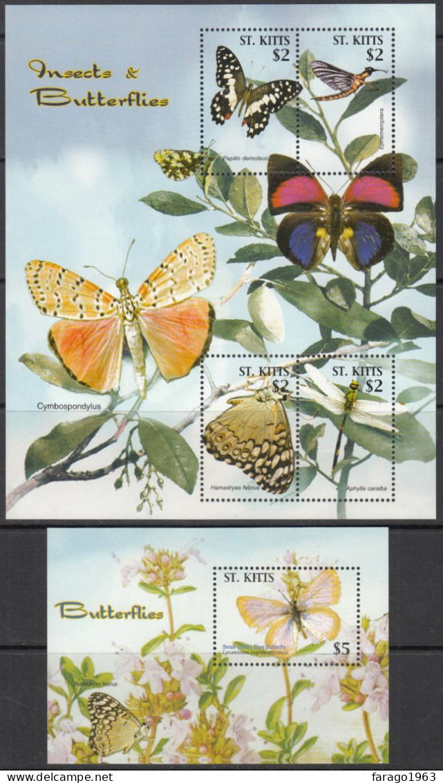 2005 St. Kitts Insects And Butterflies Complete Set Of 2 Sheets MNH - St.Kitts E Nevis ( 1983-...)