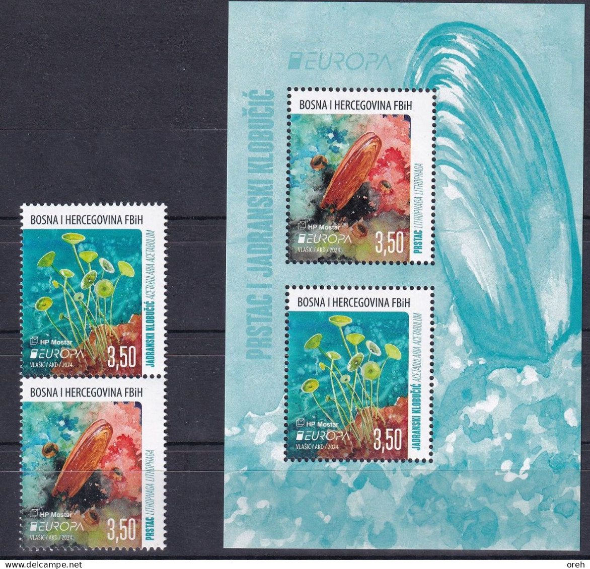 BOSNIA AND HERZEGOVINA  2024,POST MOSTAR,EUROPA CEPT,UNDERSEA WORLD,BLOCK ,MNH - Bosnia Erzegovina