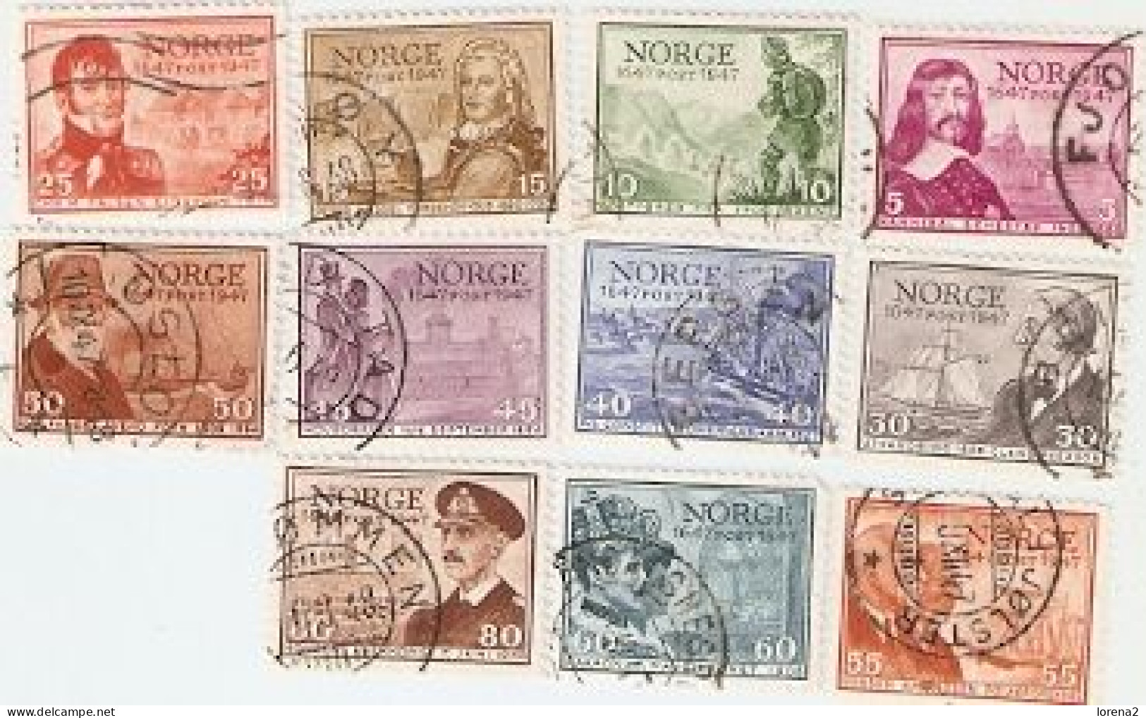 Sellos Usados Noruega. Yvert 293-303. Personajes Y Efemerides. Noruega293-303 - Otros & Sin Clasificación