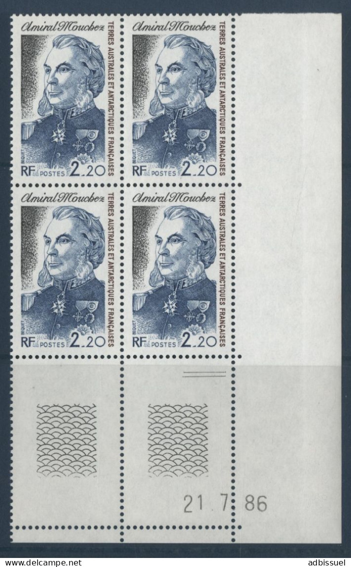TAAF N° 128 Bloc De Quatre Neuf ** (MNH) + Coin Daté 21/7/87 "Amiral Mouchez" TB - Unused Stamps