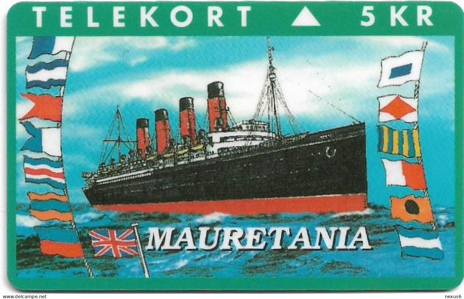 Denmark - KTAS - Ships (Green) - Mauretania - TDKP084 - 04.1994, 2.500ex, 5kr, Used - Denemarken