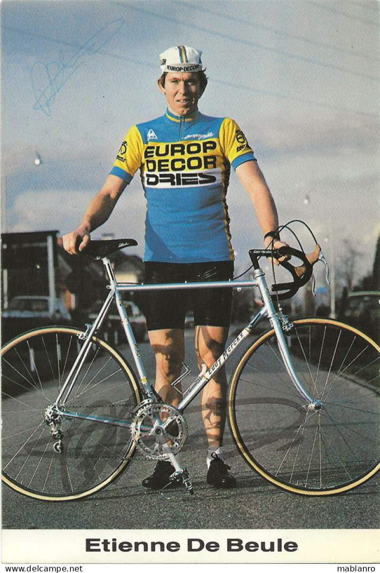 CARTE CYCLISME ETIENNE DE BEULE SIGNEE TEAM EUROP DECOR 1983 - Cyclisme