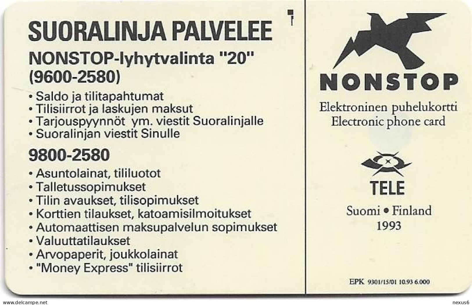 Finland - Sonera (Chip) - P-0002 - P Series - Postbank, Cn.00554, SC5, 10.1993, 10Mk, 6.000ex, Mint - Finlandia
