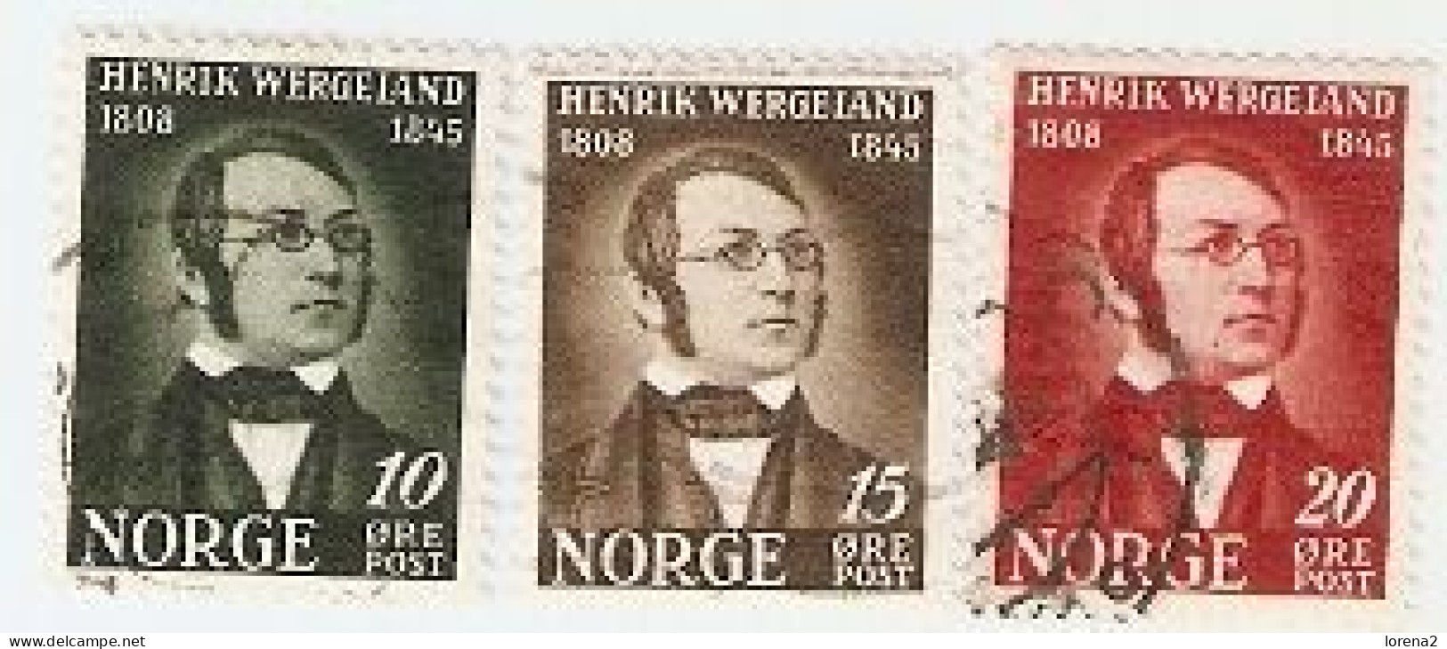 Sellos Usados Noruega. Yvert 273-275. Henrik Wergeland. Noruega273-275 - Otros & Sin Clasificación