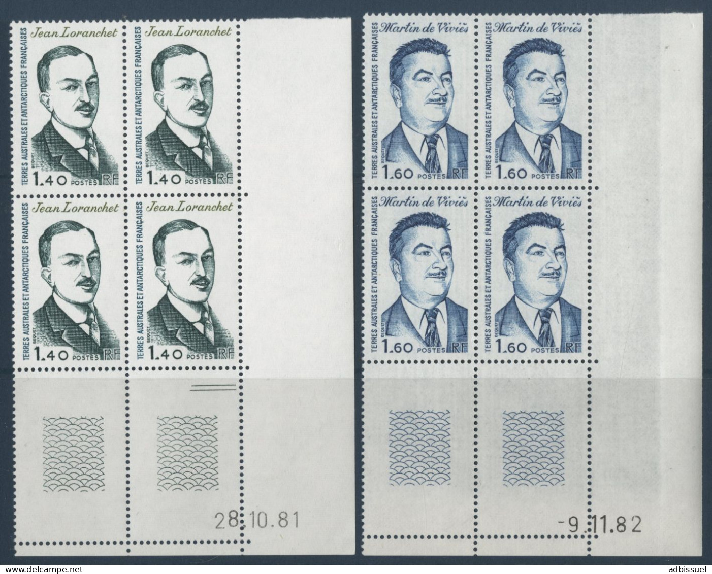 TAAF N° 94 + 99 Blocs De Quatre Neufs ** (MNH) +  Coin Daté 20/10/81 Et 9/11/81 TB - Neufs