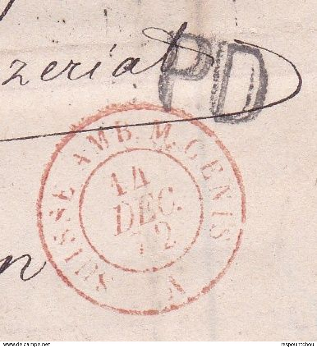 Belle LAC 1872 Genève Pour Ceyzeriat Suisse Helvetia Assise 30c. Yv. N°46. PD. ENTRÉE ROUGE - Briefe U. Dokumente