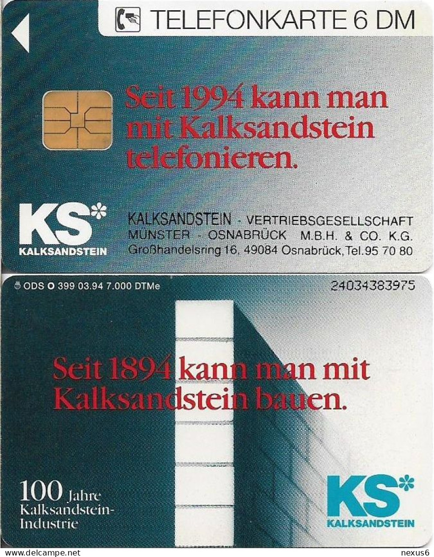 Germany - KS Kalksandstein GmbH (Overprint ''Vertriebsgesellschaft'') - O 0399 - 03.1994, 6DM, Used - O-Series : Customers Sets