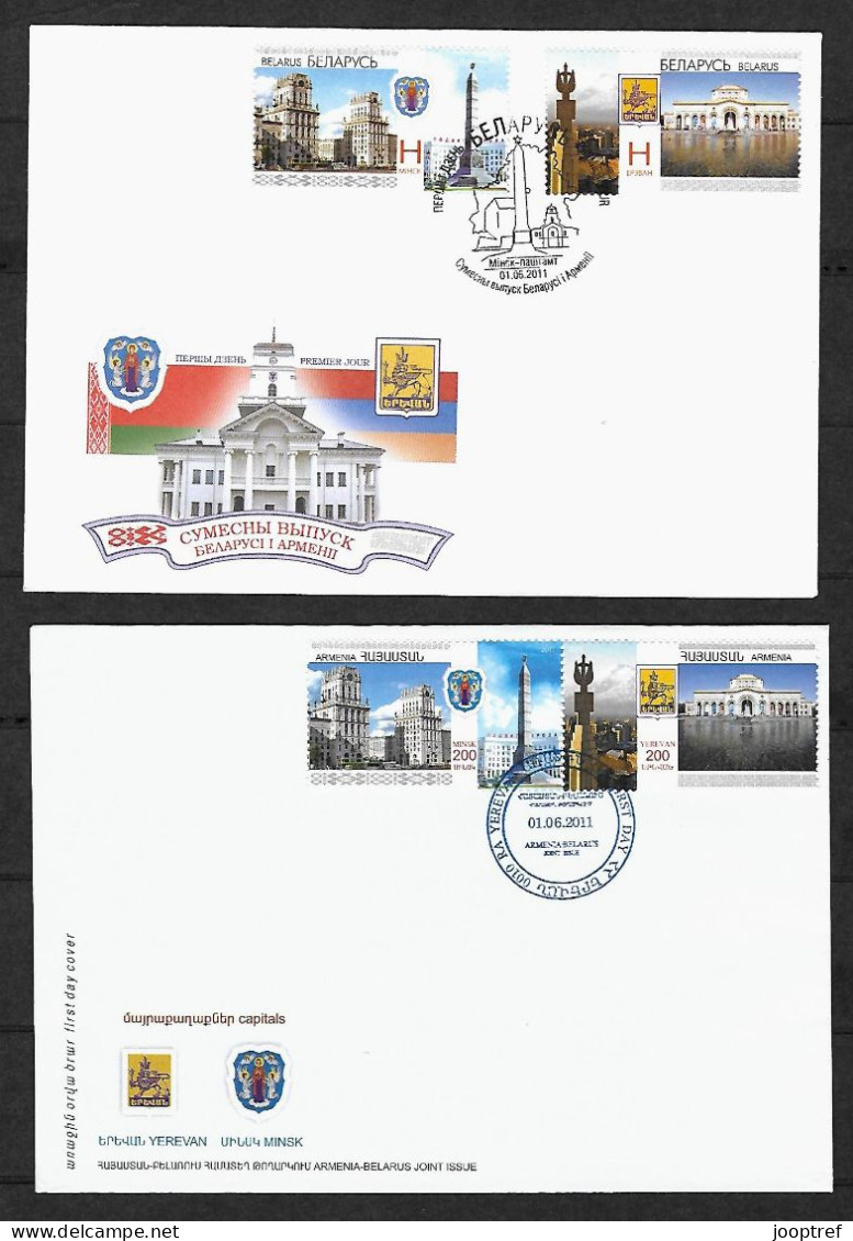 2010 Joint Armenia And Belarus, BOTH OFFICIAL FDC'S: Historic Buildings - Emisiones Comunes