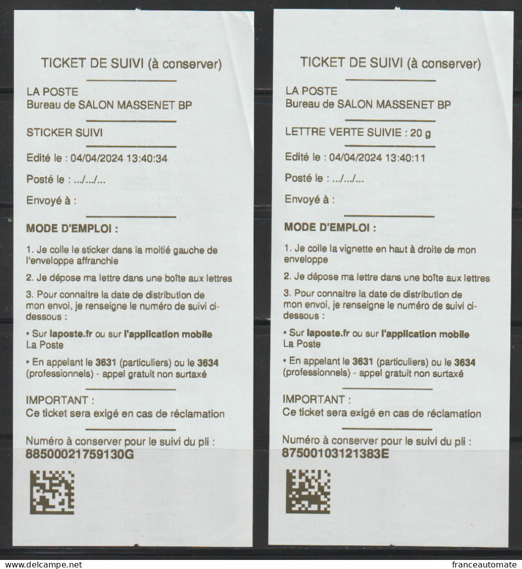 4Atms,NABANCO, DD1.29/AA1.96€, STICKER 0.50€, SUIVI 1.79€.Hôtel De Ville, Salon De Provence, 4/04/24, Salon De Printemps - 2010-... Abgebildete Automatenmarke