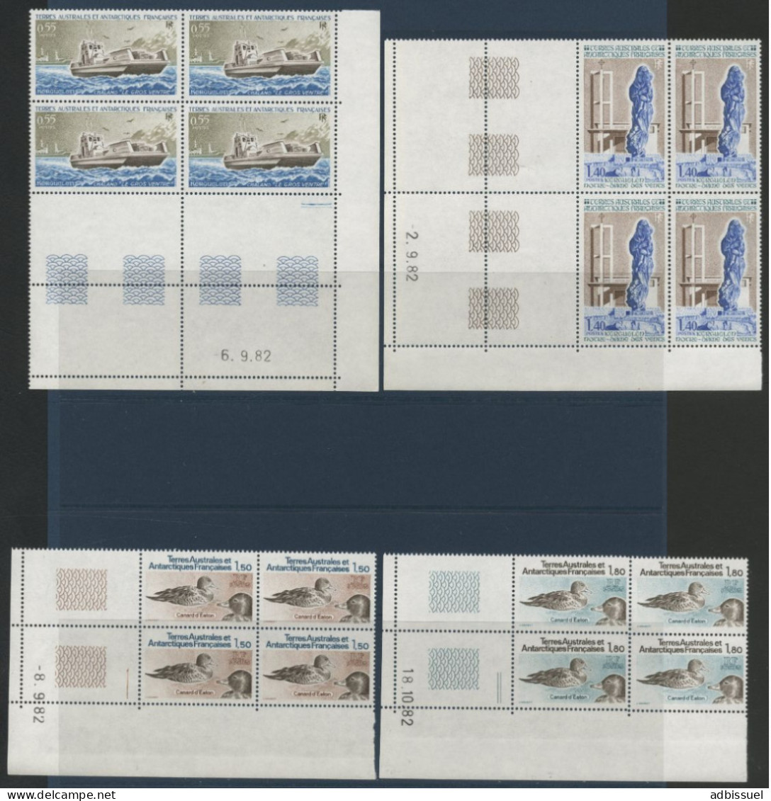 TAAF N° 91 à 100 Tous En Bloc De Quatre Avec Coin Daté Neufs ** (MNH) TB - Unused Stamps